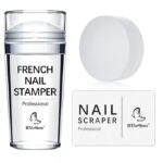 French Nail Stamper BTArtbox – French Tip Nail Tools with Nail Scraper and Replaceable Stamper Head, 100-Time Using Silicone Nail Stamper Kit for Gel Nail Polish DIY Nail Art Tools